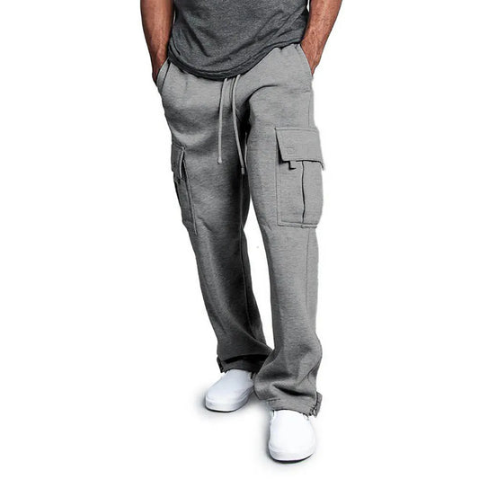 Multi Pocket Solid Overalls Loose pant
